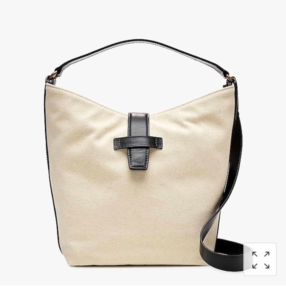 NWT J CREW canvas and black Italian leather bag